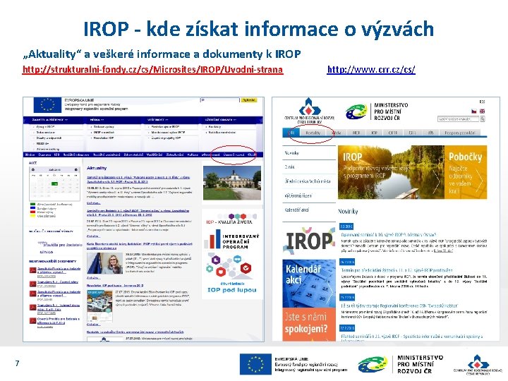 IROP - kde získat informace o výzvách „Aktuality“ a veškeré informace a dokumenty k