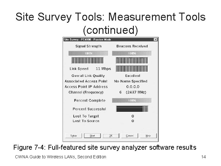 Site Survey Tools: Measurement Tools (continued) Figure 7 -4: Full-featured site survey analyzer software