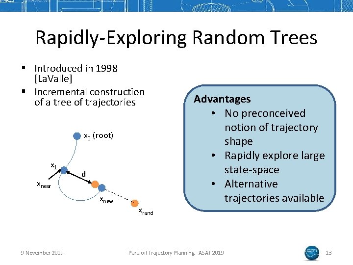 Rapidly-Exploring Random Trees § Introduced in 1998 [La. Valle] § Incremental construction of a