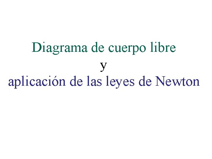 Diagrama de cuerpo libre y aplicación de las leyes de Newton 
