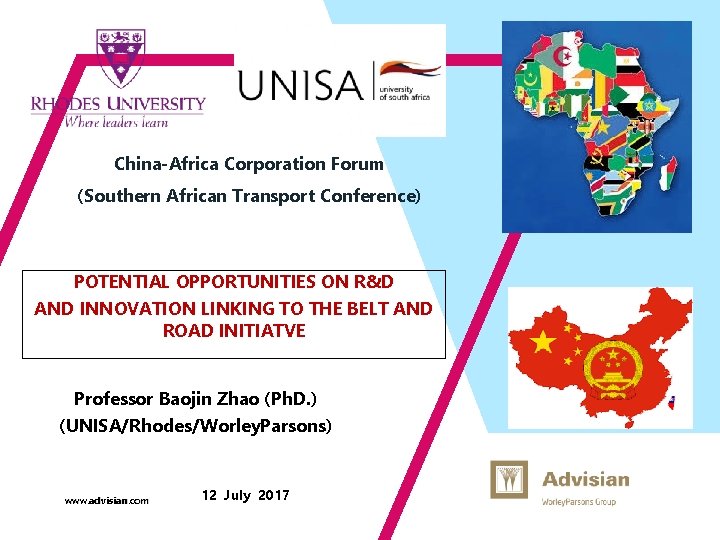 China-Africa Corporation Forum (Southern African Transport Conference) POTENTIAL OPPORTUNITIES ON R&D AND INNOVATION LINKING