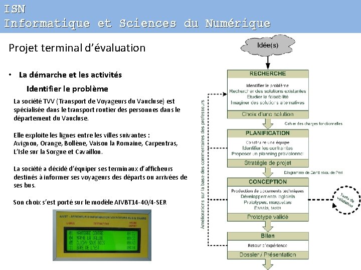 ISN Informatique et Sciences du Numérique Projet terminal d’évaluation • La démarche et les