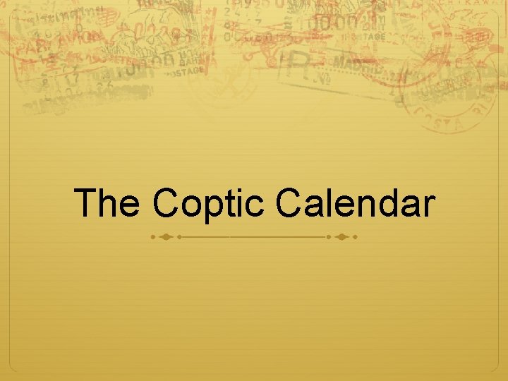 The Coptic Calendar 