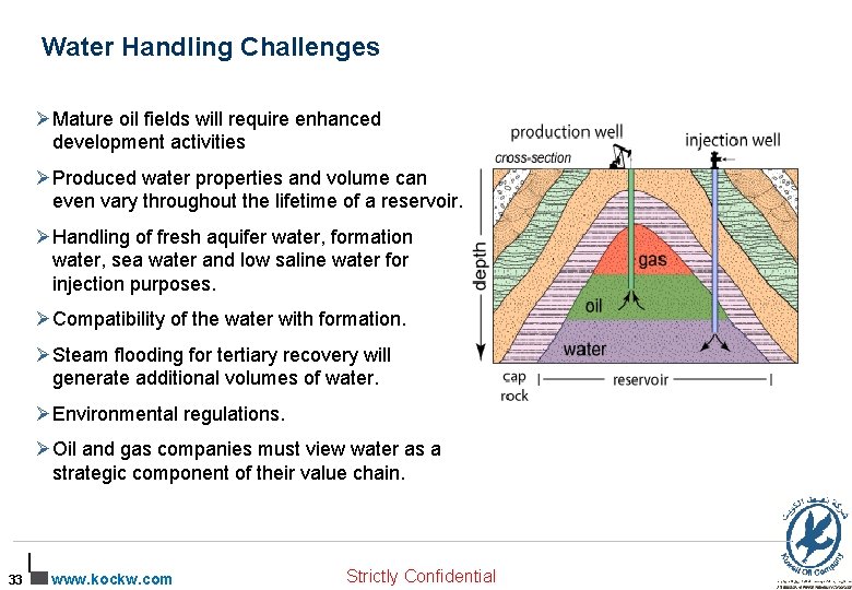 Water Handling Challenges ØMature oil fields will require enhanced development activities ØProduced water properties