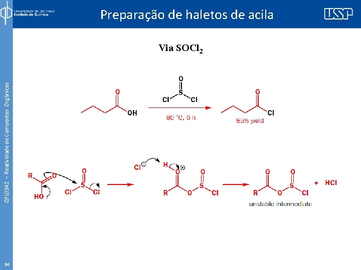 QFL 0342 – Reatividade de Compostos Orgânicos Preparação de haletos de acila Via SOCl