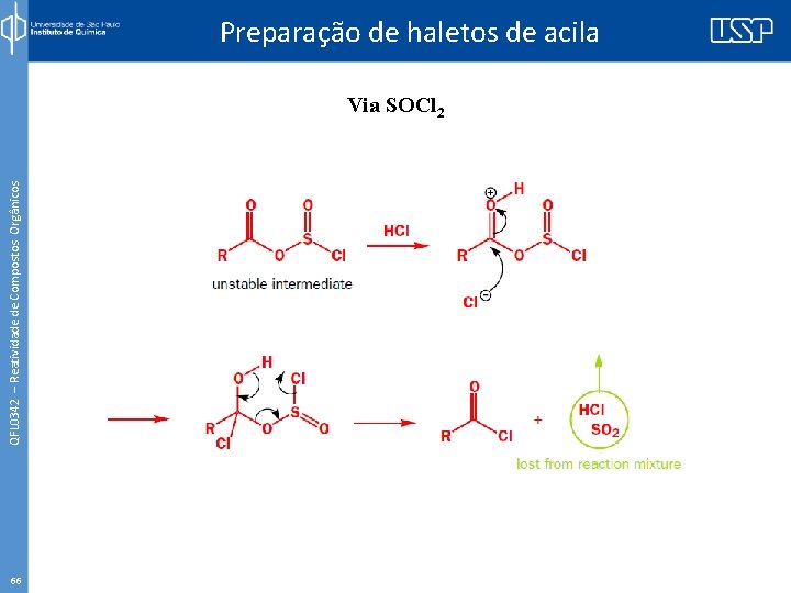 QFL 0342 – Reatividade de Compostos Orgânicos Preparação de haletos de acila Via SOCl