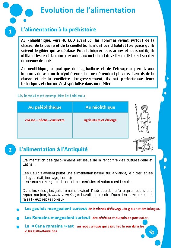 Evolution de l’alimentation 1 L’alimentation à la préhistoire Au Paléolithique, vers 40 000 avant