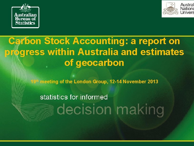 Carbon Stock Accounting: a report on progress within Australia and estimates of geocarbon 19
