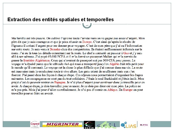 Extraction des entités spatiales et temporelles 08/12/2011 13/77 