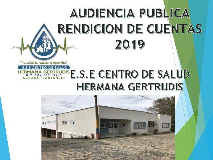 AUDIENCIA PUBLICA RENDICION DE CUENTAS 2019 E. S. E CENTRO DE SALUD HERMANA GERTRUDIS