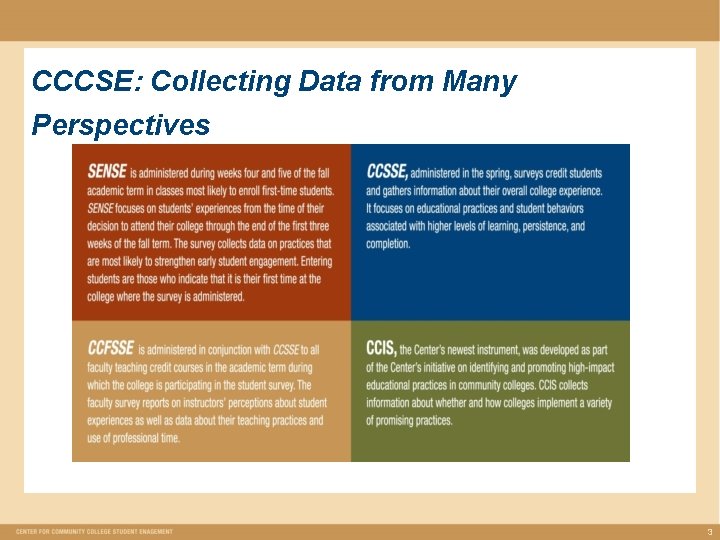 CCCSE: Collecting Data from Many Perspectives 3 CCCSE: Collecting Data from Many Perspectives 3