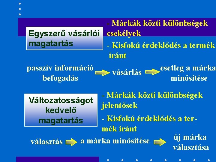 - Márkák közti különbségek Egyszerű vásárlói csekélyek magatartás - Kisfokú érdeklődés a termék iránt