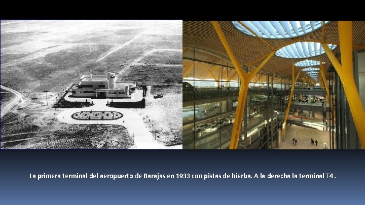 La primera terminal del aeropuerto de Barajas en 1933 con pistas de hierba. A