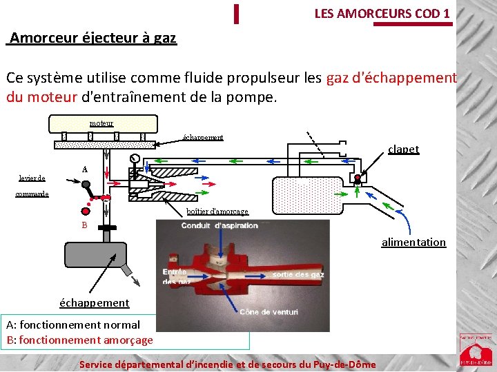 LES AMORCEURS COD 1 Amorceur éjecteur à gaz Ce système utilise comme fluide propulseur