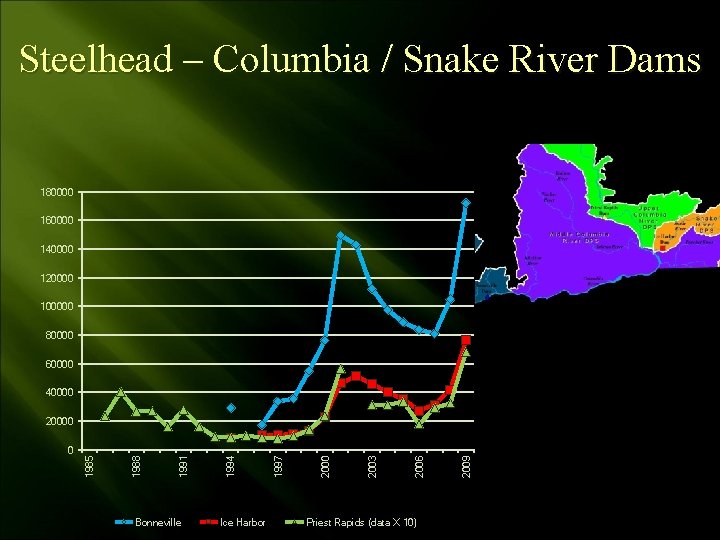 Steelhead – Columbia / Snake River Dams 180000 160000 140000 120000 100000 80000 60000