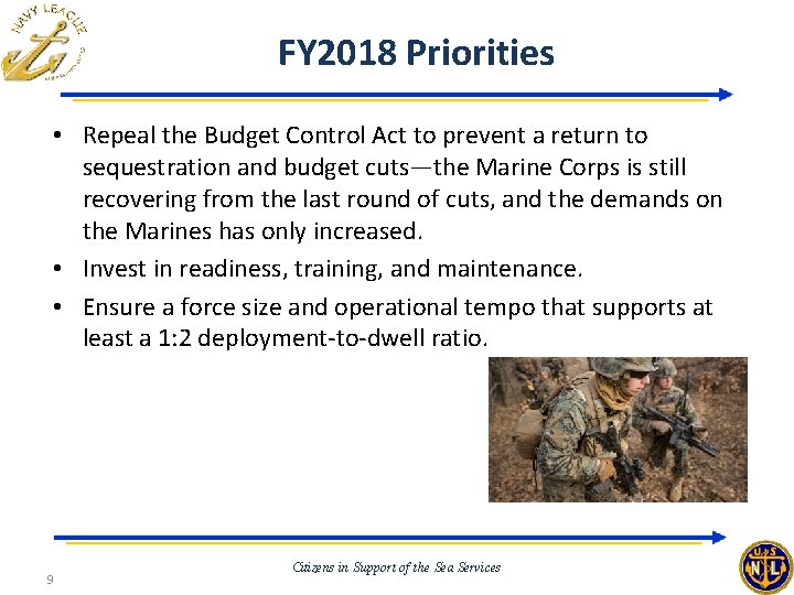 FY 2018 Priorities • Repeal the Budget Control Act to prevent a return to