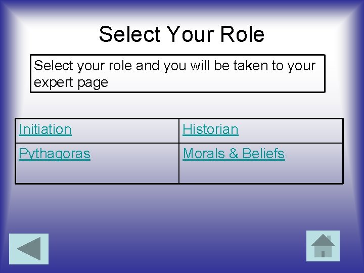 Select Your Role Select your role and you will be taken to your expert