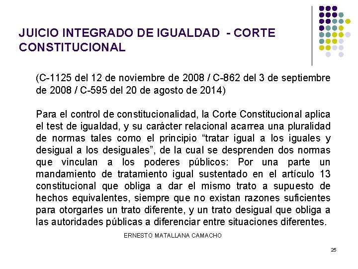 JUICIO INTEGRADO DE IGUALDAD - CORTE CONSTITUCIONAL (C-1125 del 12 de noviembre de 2008