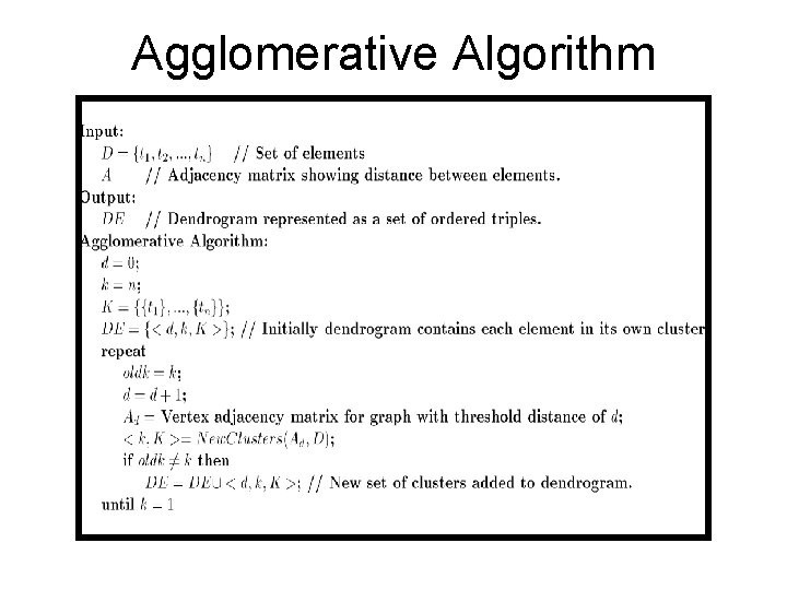 Agglomerative Algorithm 