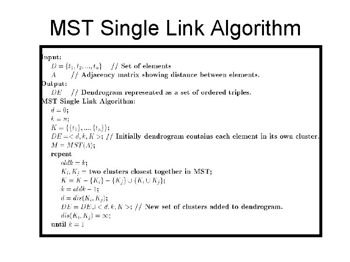 MST Single Link Algorithm 