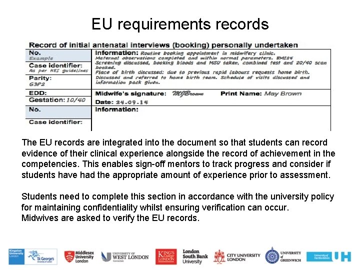 EU requirements records The EU records are integrated into the document so that students EU requirements records The EU records are integrated into the document so that students
