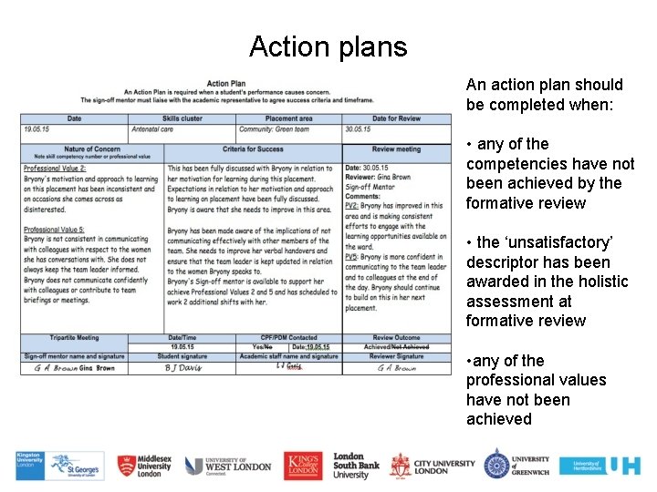 Action plans An action plan should be completed when: • any of the competencies Action plans An action plan should be completed when: • any of the competencies