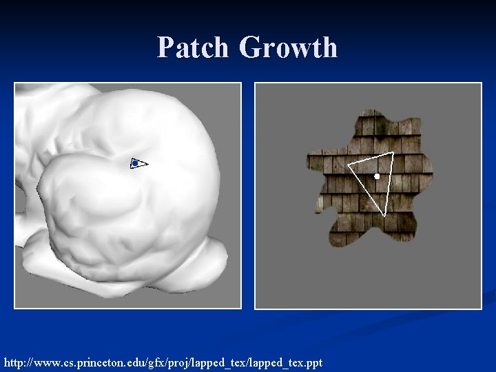 Patch Growth http: //www. cs. princeton. edu/gfx/proj/lapped_tex. ppt 