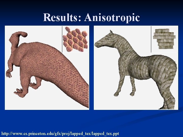 Results: Anisotropic http: //www. cs. princeton. edu/gfx/proj/lapped_tex. ppt 