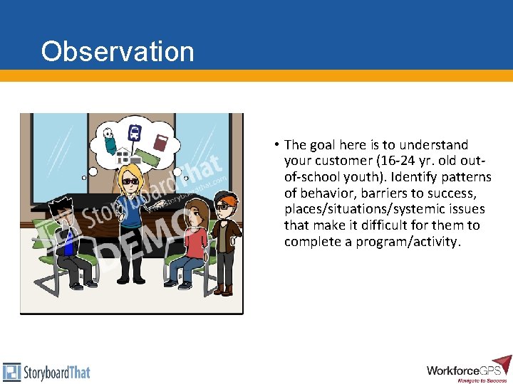 Observation • The goal here is to understand your customer (16 -24 yr. old