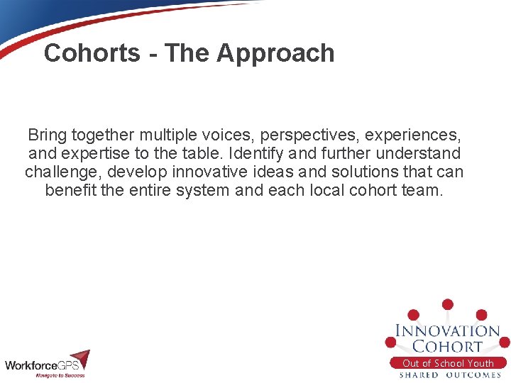 Cohorts - The Approach Bring together multiple voices, perspectives, experiences, and expertise to the