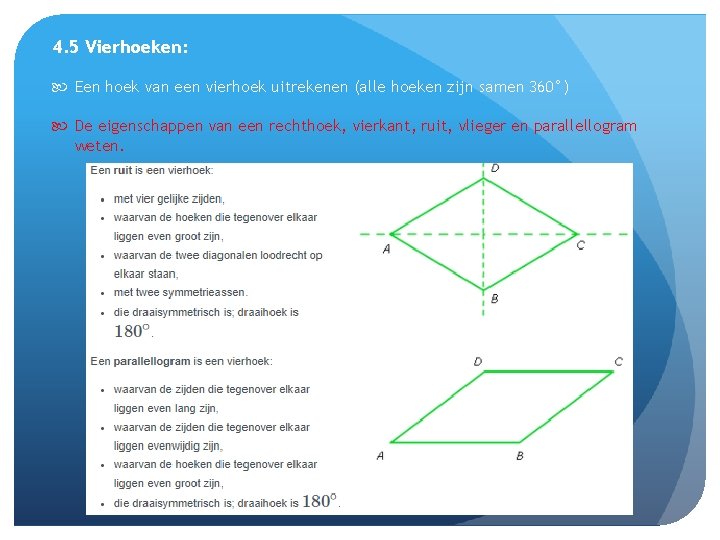 4. 5 Vierhoeken: Een hoek van een vierhoek uitrekenen (alle hoeken zijn samen 360°)