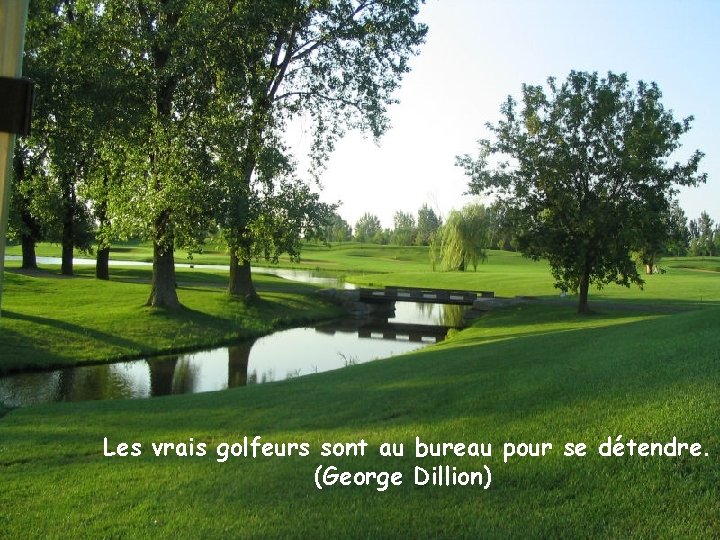 Les vrais golfeurs sont au bureau pour se détendre. (George Dillion) 