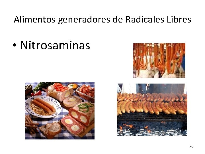 Alimentos generadores de Radicales Libres • Nitrosaminas 26 