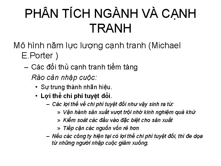 PH N TÍCH NGÀNH VÀ CẠNH TRANH Mô hình năm lực lượng cạnh tranh