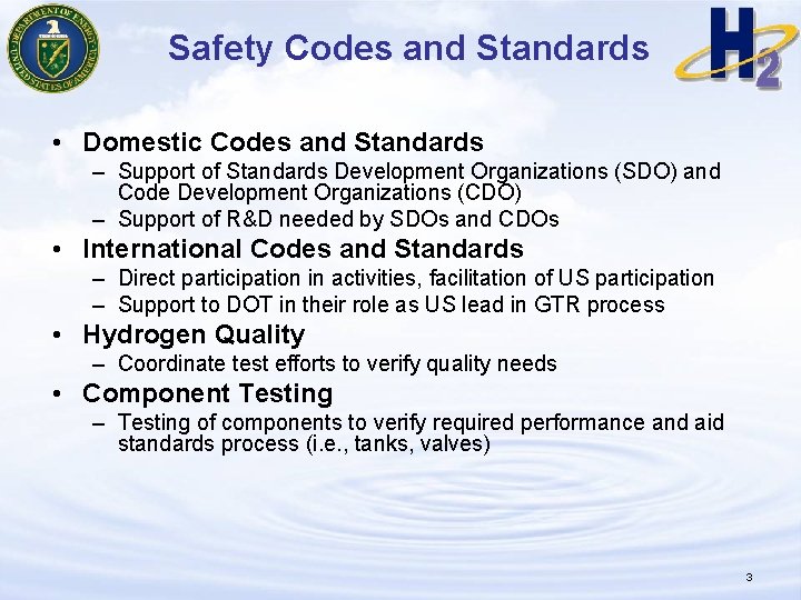 THE HYDROGEN SAFETY PROGRAM OF THE U S