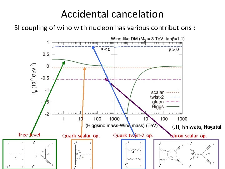Accidental cancelation SI coupling of wino with nucleon has various contributions : (JH, Ishiwata,