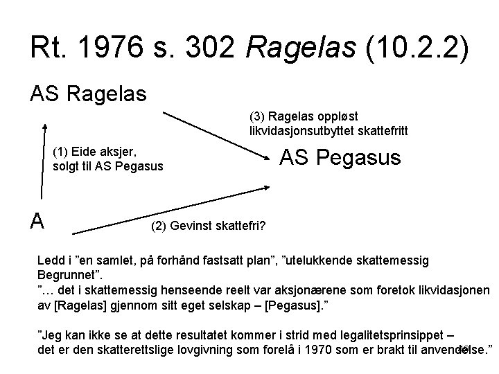 Rt. 1976 s. 302 Ragelas (10. 2. 2) AS Ragelas (3) Ragelas oppløst likvidasjonsutbyttet