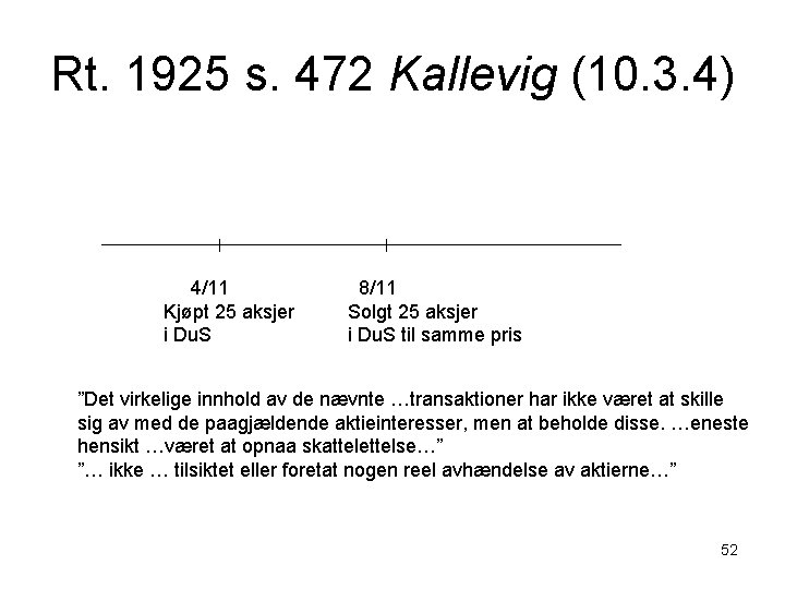 Rt. 1925 s. 472 Kallevig (10. 3. 4) 4/11 Kjøpt 25 aksjer i Du.
