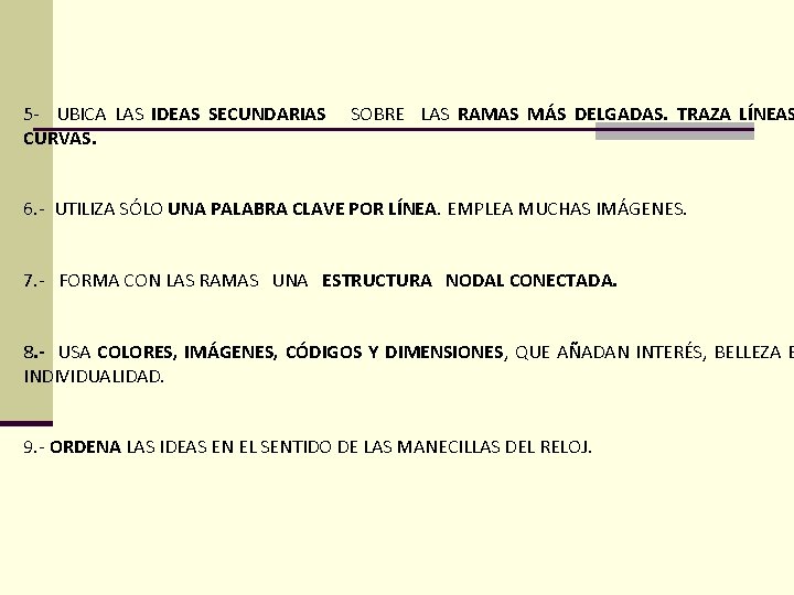 5 - UBICA LAS IDEAS SECUNDARIAS CURVAS. SOBRE LAS RAMAS MÁS DELGADAS. TRAZA LÍNEAS