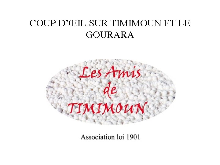 COUP D’ŒIL SUR TIMIMOUN ET LE GOURARA 