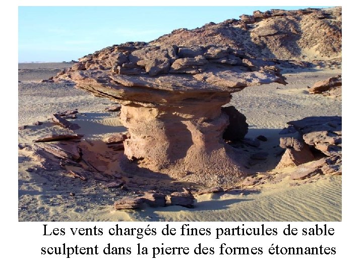 Les vents chargés de fines particules de sable sculptent dans la pierre des formes