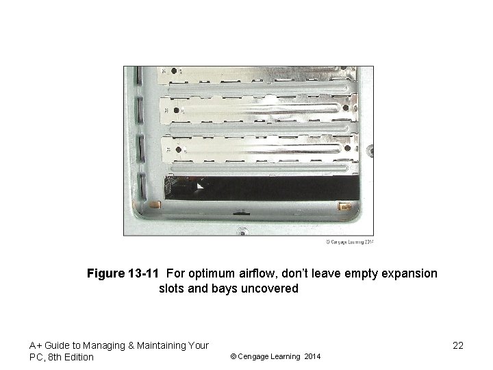 Figure 13 -11 For optimum airflow, don’t leave empty expansion slots and bays uncovered