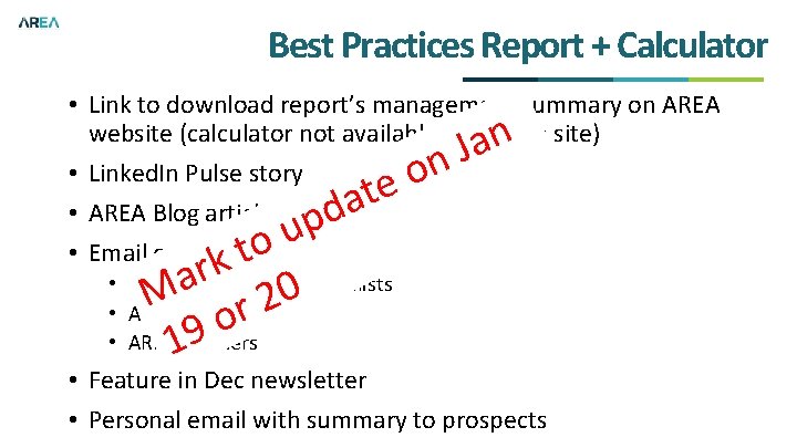 Best Practices Report + Calculator • Link to download report’s management summary on AREA