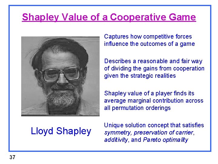 Shapley Value of a Cooperative Game Captures how competitive forces influence the outcomes of