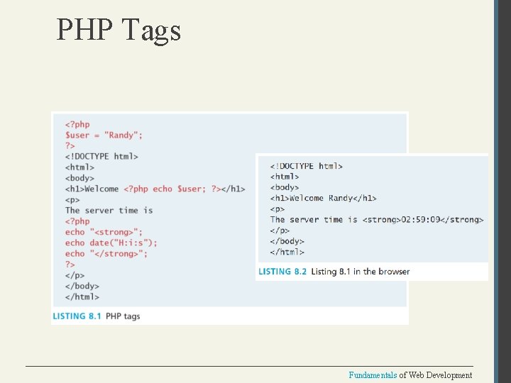 PHP Tags Fundamentals of Web Development 