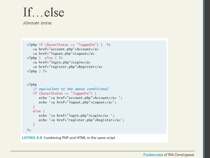 If…else Alternate syntax Fundamentals of Web Development 