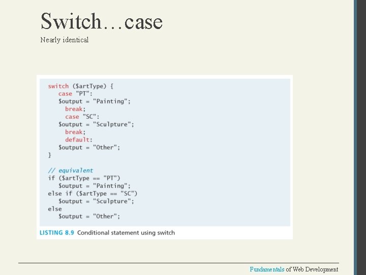 Switch…case Nearly identical Fundamentals of Web Development 