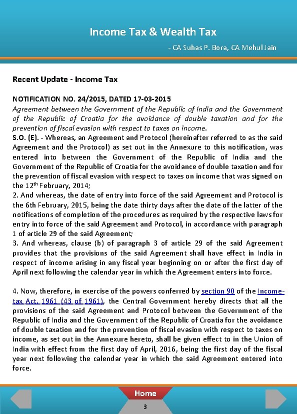Income Tax & Wealth Tax - CA Suhas P. Bora, CA Mehul Jain Recent