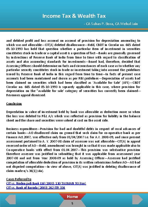 Income Tax & Wealth Tax - CA Suhas P. Bora, CA Mehul Jain and