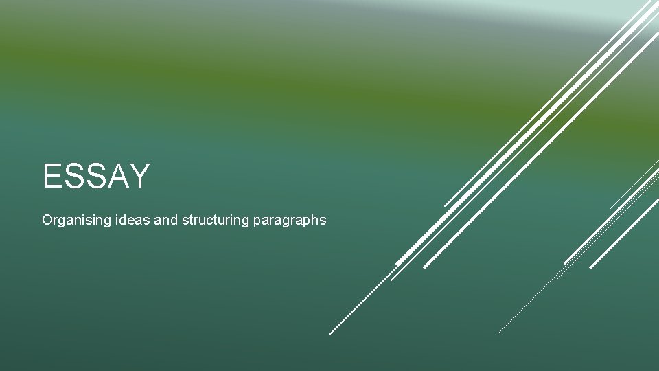 ESSAY Organising ideas and structuring paragraphs 